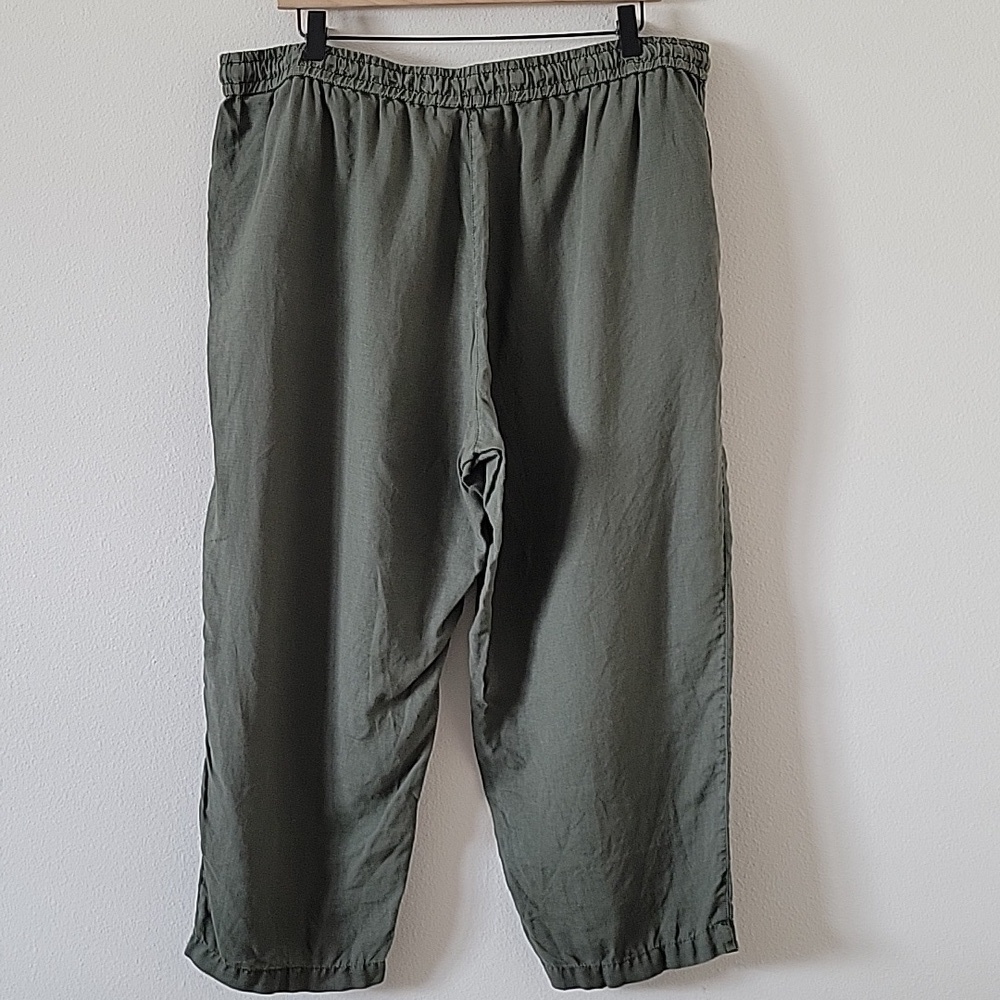 Tommy Bahama Green Linen Drawstring Cropped Capri Pants Size XL - Picture 4 of 7